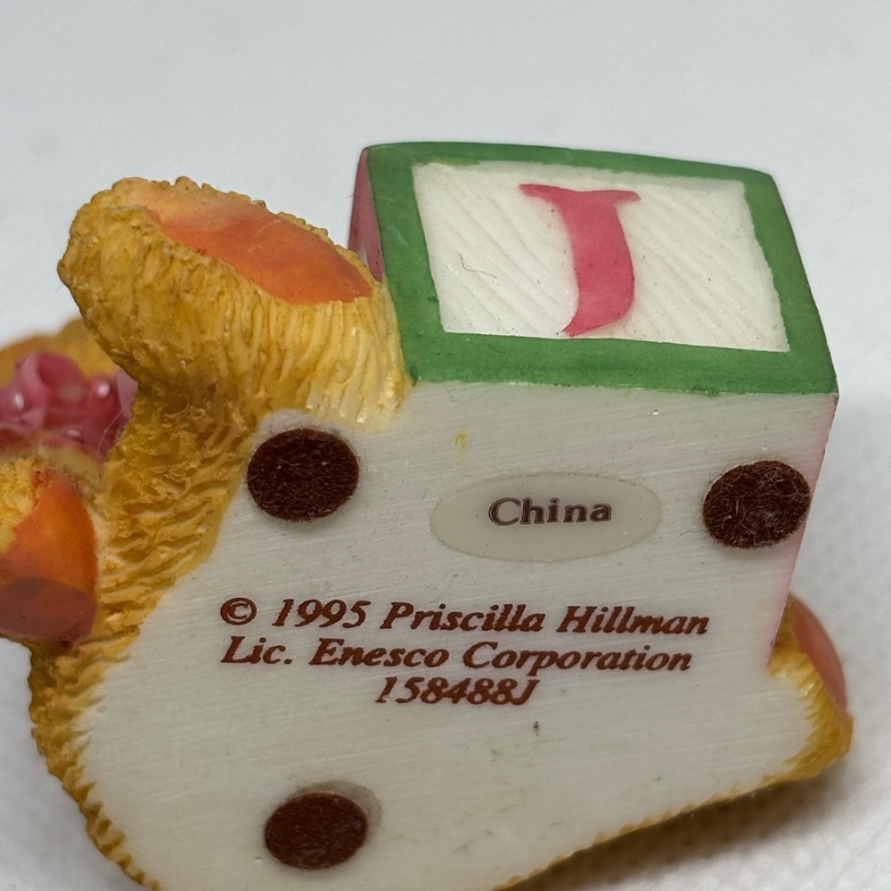 Enesco Bear with Alphabet Block Figurine - Green and Orange